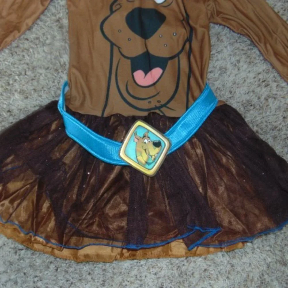 Scooby Doo Dog Halloween Costume 8/10 Brown Tutu Tulle Hooded Dress Girls